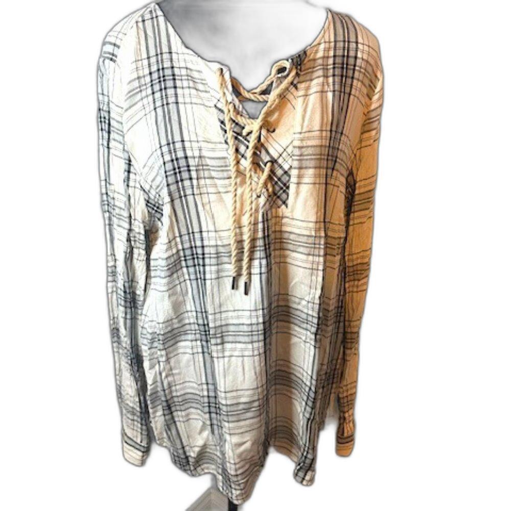 Bass & Co Rope Cord Detail Neckline Casual Henley, XL, EUC